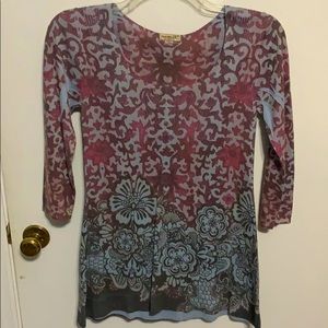 Purple and Blue Sweater with 3/4 length sleeves